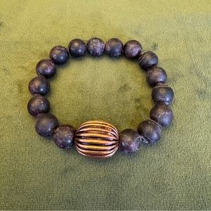 Matte Garnet Bead Copper Stretch Bracelet